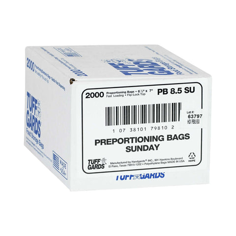Bag (TuffGardsÂ® Pre-Portioning Bags) Clear Sunday, Preportioned 6.5 X 7 --- 2000 Count [7days 7 colors]
