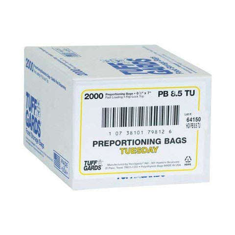 Handgards Tuffgards 2M High Density Yellow Tuesday Preportioning Bag -- 2000 per case