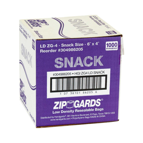 Handgards Low Density Reclosable Snack Size Bag, 4 x 6 inch -- 1000 per case.