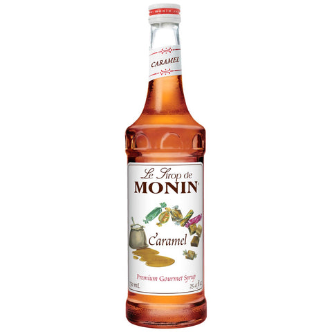 Monin Caramel Flavor Syrup Glass, 750 Milliliter -- 12 Case