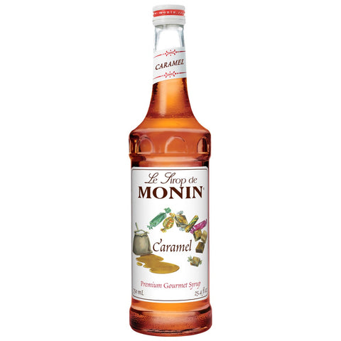 Monin Caramel Flavor Syrup Glass, 750 Milliliter -- 12 Case