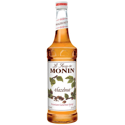 Monin Hazelnut Flavor Syrup Glass, 750 Milliliter -- 12 Case