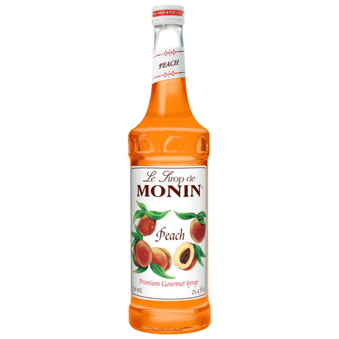 Monin Peach Flavor Syrup Glass, 750 Milliliter -- 12 Case