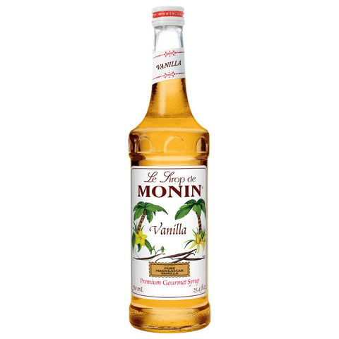 Monin Vanilla Flavor Syrup Glass, 750 Milliliter -- 12 Case