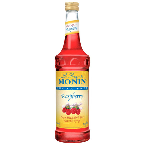 Monin Glass Raspberry Sugar Free Flavor Syrup, 750 Milliliter -- 12 Case