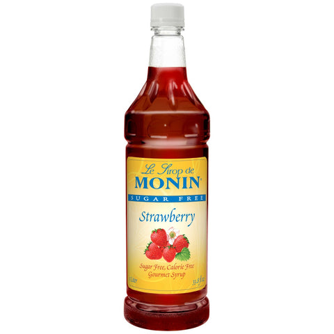 Monin Sugar Free Strawberry Gourmet Syrup, 1 Liter -- 4 per case.