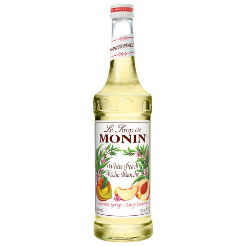 Monin White Peach Syrup, 750 Milliliter -- 12 per case.