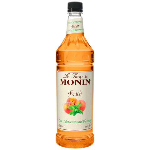 Monin Zero Calorie Natural Peach Syrup, 1 Liter -- 4 per case.