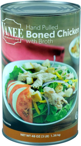 Vanee Cooked Boned Chicken with Broth Entree, 48 Ounce -- 12 Case