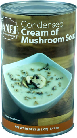 Vanee Condensed Cream of Mushroom Soup - 51 oz. can, 12 per case