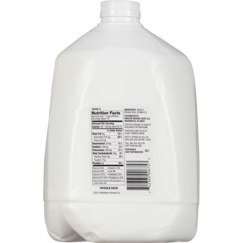 Horizon Organic Whole Milk, 1 Gallon -- 4 per case.