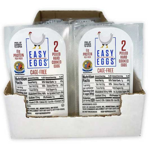 Easy Eggs Cage Free Peeled Hard Cooked Eggs - 2 count per pack -- 14 packs per case