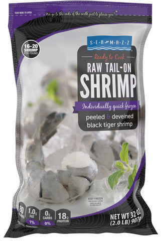 Seamazz 16-20 Peeled and Deveined Raw Tail On Black Tiger Shrimp, 2 Pound -- 10 per case.
