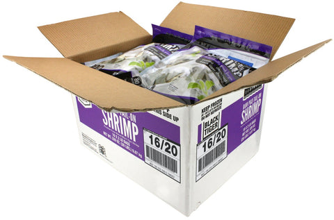 Seamazz 16-20 Peeled and Deveined Raw Tail On Black Tiger Shrimp, 2 Pound -- 10 per case.