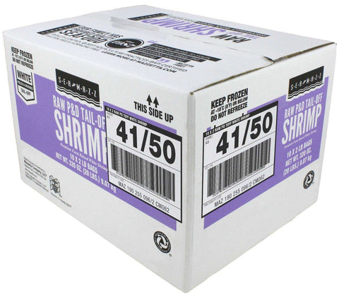 Seamazz 41/50 Tail Off Raw White Shrimp, 20 Pound