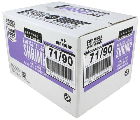 Seamazz 71/90 Tail Off Raw White Shrimp, 20 Pound