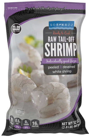 Seamazz 71/90 Tail Off Raw White Shrimp, 20 Pound