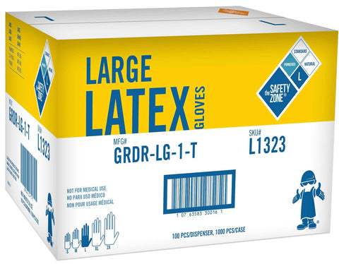 The Safety Zone Large 4.5 Mil Powdered Latex Gloves -- 1000 per case