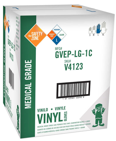 The Safety Zone Large Clear Premium Powder Free Vinyl Gloves -- 1000 per case