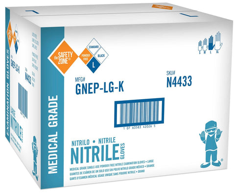 The Safety Zone Large Black Powder Free Nitrile Gloves -- 1000 per case