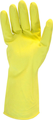 The Safety Zone Yellow Large Flock Lined Latex Gloves - 1 pair per pack -- 120 packs per case