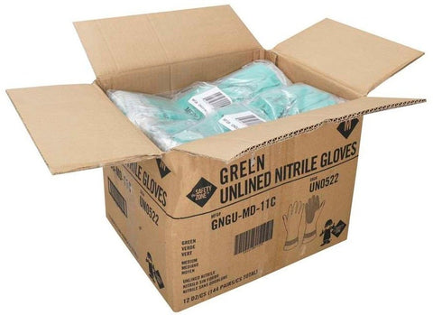 The Safety Zone Standard Green Medium Flock Lined Gloves - 1 pair per pack -- 144 packs per case
