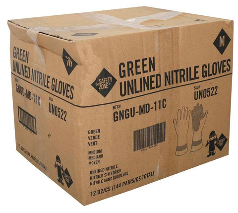 The Safety Zone Standard Green Medium Flock Lined Gloves - 1 pair per pack -- 144 packs per case