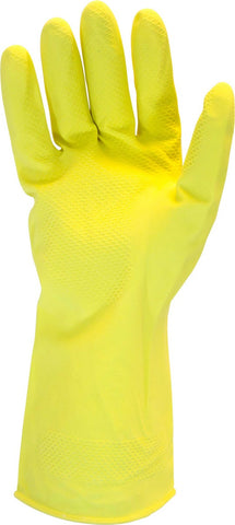 The Safety Zone Yellow Large Flock Lined Latex Gloves - 12 pair per pack -- 40 packs per case