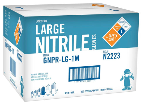 The Safety Zone Blue Powdered Nitrile Gloves -- 1000 per case