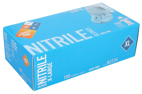 The Safety Zone Blue Extra Large Powder Free Nitrile Gloves -- 1000 per case
