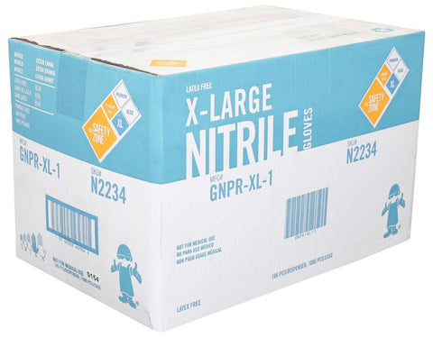The Safety Zone Blue Extra Large Powder Free Nitrile Gloves -- 1000 per case