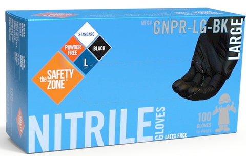 The Safety Zone Black 3.3 Mil Medium Powder Free Nitrile Gloves -- 1000 per case