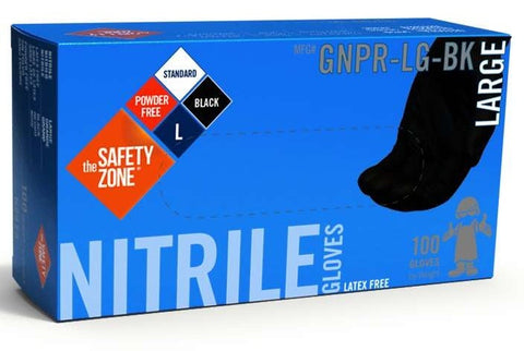 The Safety Zone Black Extra Large Powder Free Nitrile Gloves -- 1000 per case
