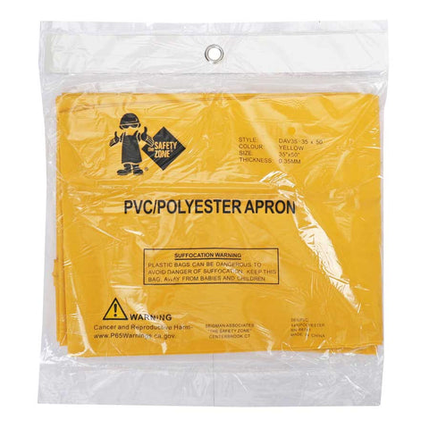 The Safety Zone Yellow Vinyl Apron, 35 x 50 inch -- 50 per case