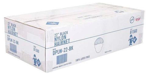 The Safety Zone Black Light Weight Nylon Hairnet, 22 inch -- 1440 per case