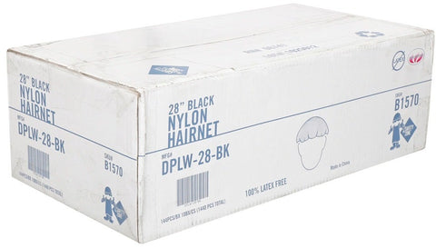 The Safety Zone Black Lightweight Nylon Hairnet, 28 inch -- 1440 per case