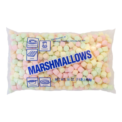 Clown Global Brands Mini Colored Marshmallows - 1 lb. poly bag, 12 per case