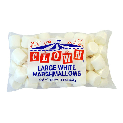 Clown Global Brands White Standard Marshmallows - 1 lb. poly bag, 12 per case