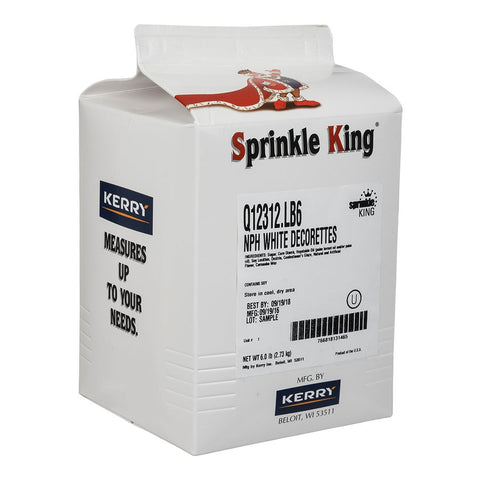 Sprinkle King White Non Partially Hydrogenated Decorettes, 6 Pound -- 4 per case.
