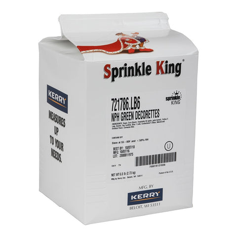 Sprinkle King Non Partially Hydrogenated Green Decorettes, 6 Pound -- 4 per case.