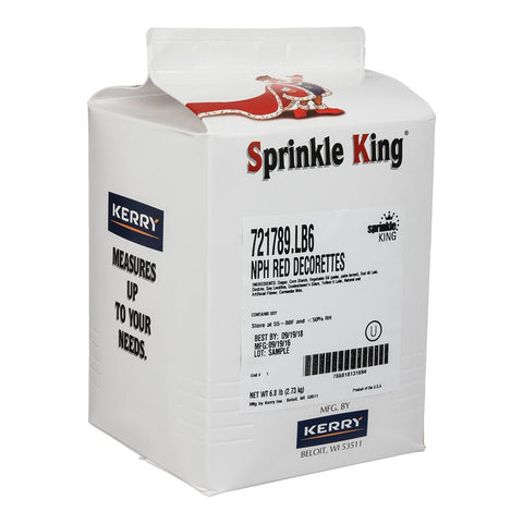 Sprinkle King Non Partially Hydrogenated Red Decorettes, 6 Pound -- 4 per case.