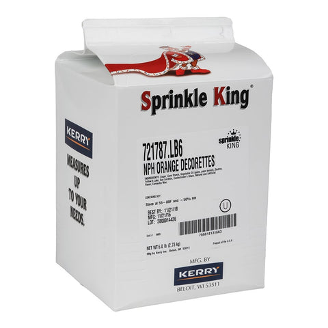 Sprinkle King Non Partially Hydrogenated Orange Decorettes, 6 Pound -- 4 per case.
