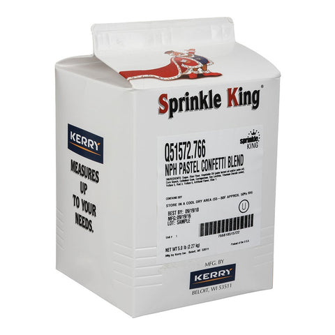 Sprinkle King Pastel Confetti Blend Non Partially Hydrogenated Decorettes, 5 Pound -- 4 per case.