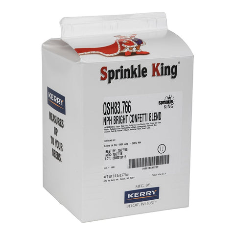 Sprinkle King Bright Confetti Blend Non Partially Hydrogenated Decorettes, 5 Pound -- 4 per case.