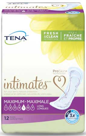 Tena Intimates Maximum Long Pads - 12 count per pack -- 6 packs per case