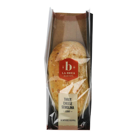 Labrea Bakery Three Cheese Semolina Bread Loaf, 16 Ounce -- 12 per case.