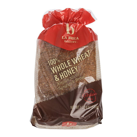 Labrea Bakery 100 Percent Whole Wheat and Honey Artisan Sandwich Bread -- 8 per case.
