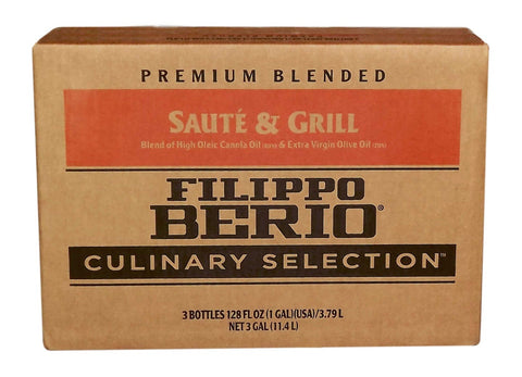 Filippo Berio Saute and Grill Canola Oil and Extra Virgin Olive Oil Blend, 1 Gallon -- 3 per case.