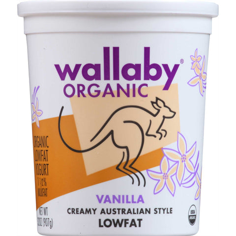 Wallaby Organic Whole Milk Vanilla Yogurt, 32 Ounce -- 6 per case.