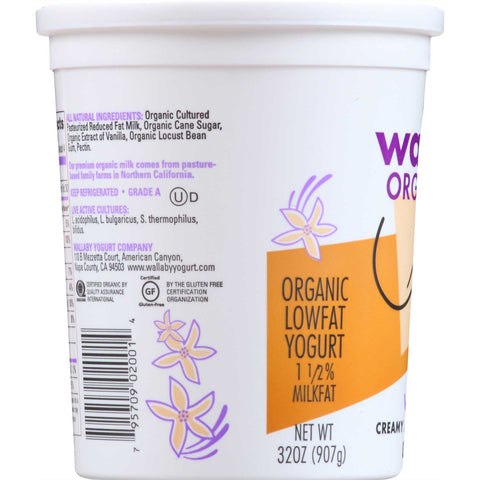 Wallaby Organic Whole Milk Vanilla Yogurt, 32 Ounce -- 6 per case.
